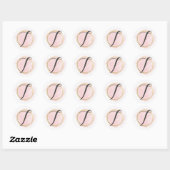 Letter T Monogram Roze Waterverf Goud Chic Ronde Sticker (Vel)