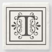 Letter T Monogram Stone Onderzetters (Voorkant)