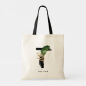 Letter T Monogram | Tropisch blad bruidsmeisje Tote Bag (Achterkant)