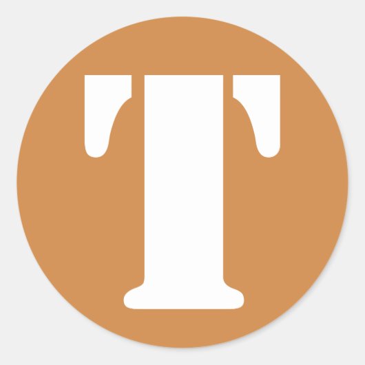Letter T Peru Goud Stencil Alfabet van Janz Ronde Sticker (Voorkant)