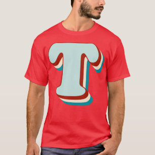 Letter T  Retro Monogram Initiaal Naam Lettertype T-shirt