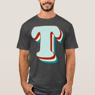 Letter T  Retro Monogram Initiaal Naam Lettertype T-shirt
