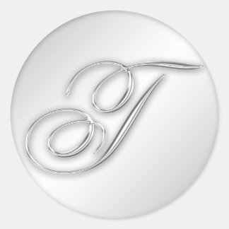 Letter T script initiaal faux zilver monogram guns Ronde Sticker