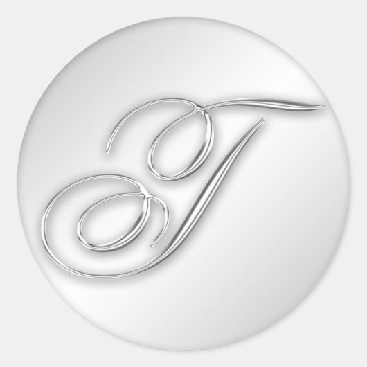 Letter T script initiaal faux zilver monogram guns Ronde Sticker (Voorkant)