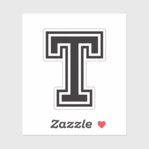 Letter T sportief collegelettertype alfabet Sticker