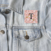 Letter T Vierkante Button 5,1 Cm (In situ)
