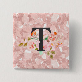 Letter T Vierkante Button 5,1 Cm
