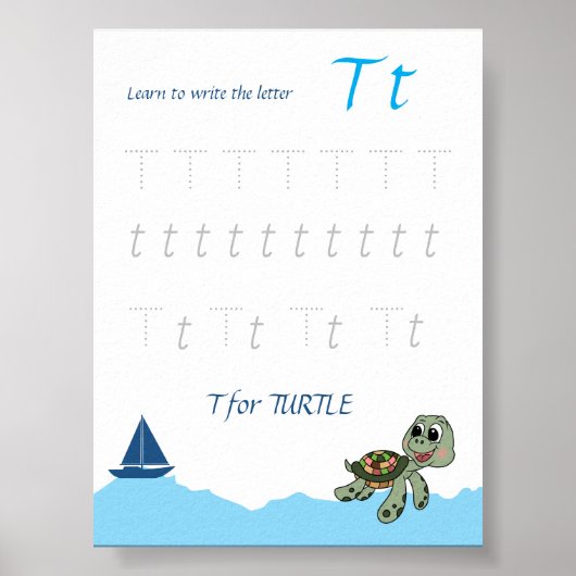 Letter T Volgen Poster voor Kinderen (Voorkant)