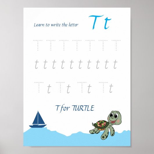 Letter T Volgen Poster voor Kinderen (Voorkant)