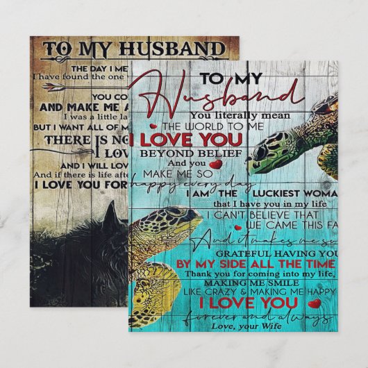 Letter To My Husband, Love Quotes Letter Kaart (Voorkant / Achterkant)