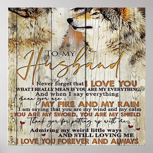 Letter To My Husband , Lovely Quotes Gift Poster (Voorkant)