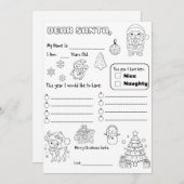 Letter to Santa Coloring Page Kaart (Voorkant / Achterkant)