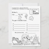 Letter to Santa Coloring Page Kaart (Voorkant)