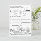 Letter to Santa Coloring Page Kaart (Staand voorkant)
