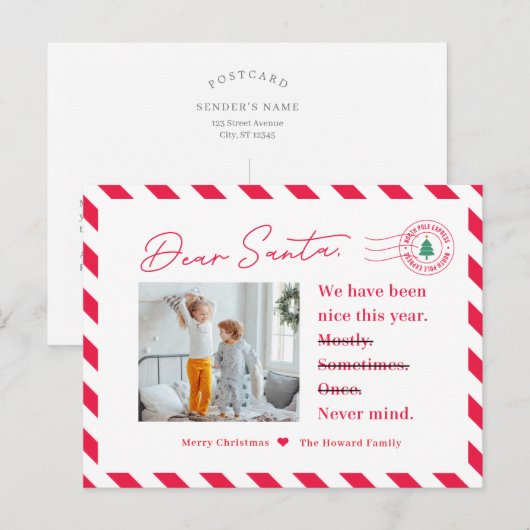 Letter to Santa Kinder kerstfoto Briefkaart (Voorkant / Achterkant)