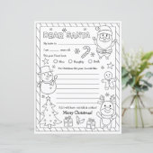 Letter to Santa Kleurplaat Kerstmis Verlanglijstje (Staand voorkant)