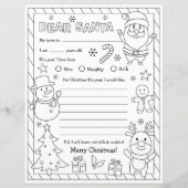 Letter to Santa Kleurplaat Kerstmis Verlanglijstje (Voorkant)