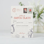🎅Letter to Santa | Printable Christmas Wish List  Kaart (Staand voorkant)