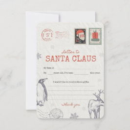 🎅Letter to Santa | Printable Christmas Wish List Kaart