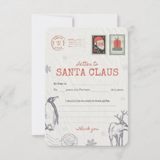 🎅Letter to Santa | Printable Christmas Wish List Kaart
