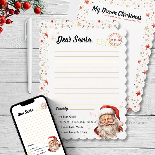 Letter to Santa Tekenactiviteit voor kind Kerst Kaart