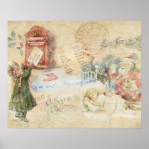"Letter to Santa" Vintage Kerst Poster