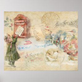 "Letter to Santa" Vintage Kerst Poster