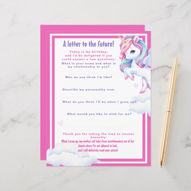 "Letter to the Future" game for a magical birthdау (Voorkant / Achterkant in situ)