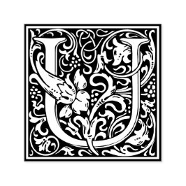 Letter U art nouveau black and white Tegel Zelfinktende Stempel