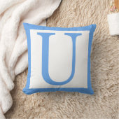 Letter U Baby Blue Border Kussen (Deken)