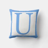Letter U Baby Blue Border Kussen (Achterkant)