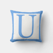 Letter U Baby Blue Border Kussen (Voorkant)