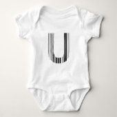 LETTER U BAR CODE Eerste Initiaal Barcodepatroon Romper (Voorkant)
