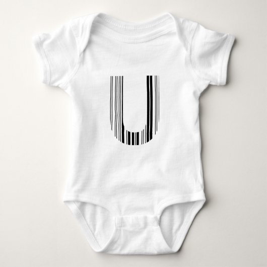 LETTER U BAR CODE Eerste Initiaal Barcodepatroon Romper (Voorkant)
