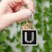 LETTER U BAR CODE Eerste Initiaal Barcodepatroon Sleutelhanger (Hand)