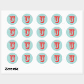 Letter U-carnavalmodel monogram initiaal gunst Ronde Sticker (Vel)