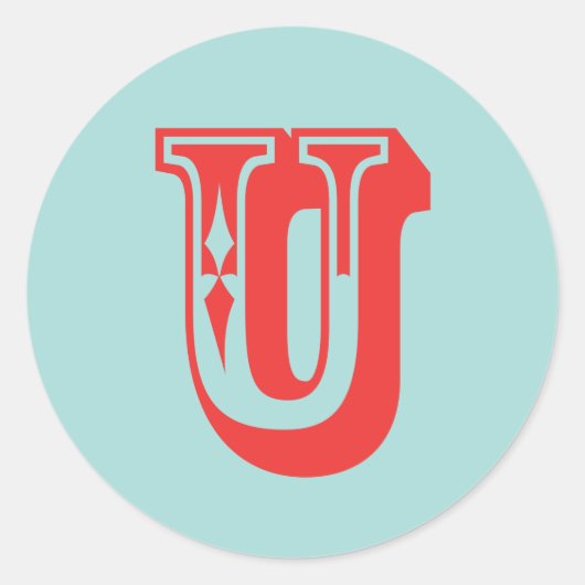 Letter U-carnavalmodel monogram initiaal gunst Ronde Sticker (Voorkant)