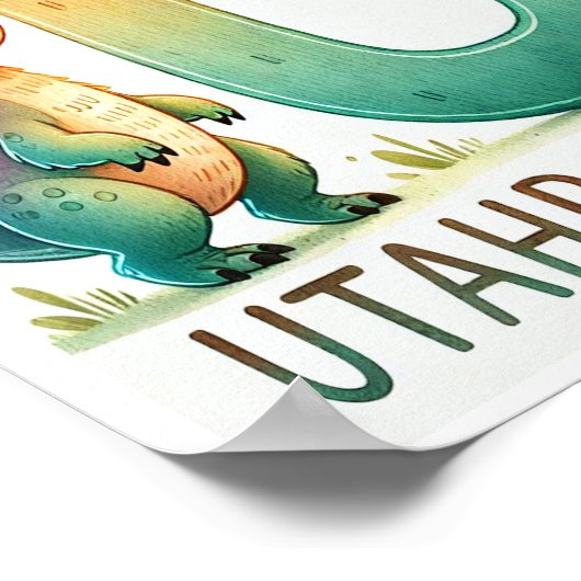 Letter U, Dinosaur Alphabet Waterverf Poster (Hoek)