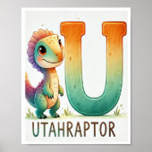 Letter U, Dinosaur Alphabet Waterverf Poster (Voorkant)