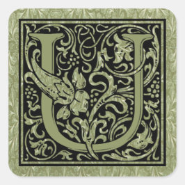 Letter U Eerste Letter-Monogram Vierkante Sticker