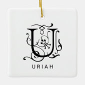 Letter U Elegant Monogram Kerst Ornament (Voorkant)
