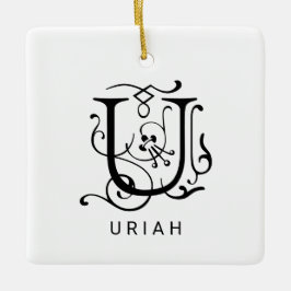 Letter U Elegant Monogram Kerst Ornament
