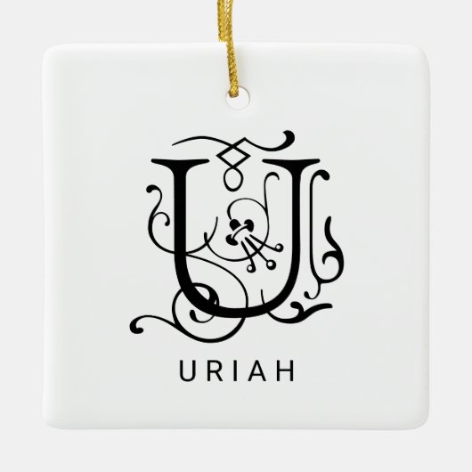 Letter U Elegant Monogram Kerst Ornament (Voorkant)