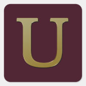 Letter U Gold Square Sticker (Voorkant)