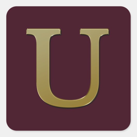 Letter U Gold Square Sticker (Voorkant)