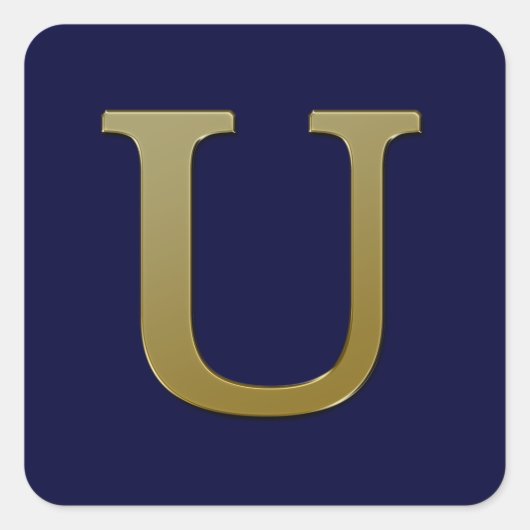 Letter U Gold Square Sticker (Voorkant)