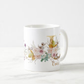 Letter U - Gouden bloemnaam zus collega vriend Koffiemok (Voorkant rechts)