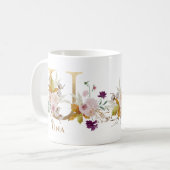 Letter U - Gouden bloemnaam zus collega vriend Koffiemok (Voorkant links)