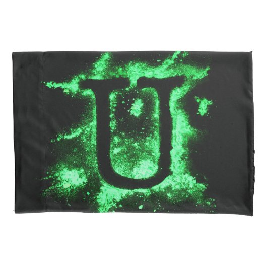 Letter U Groen Hoofdstedelijk Alfabet Kussensloop (Voorkant)