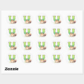 Letter U Hond Anime Ronde Sticker (Vel)